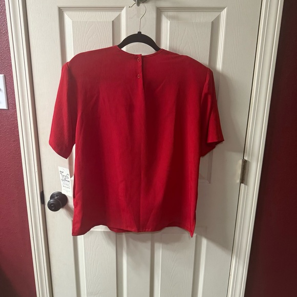 Vintage Joyce Red Women's Blouse with Shoulder Pads NWT Size 12 - Picture 2 of 6